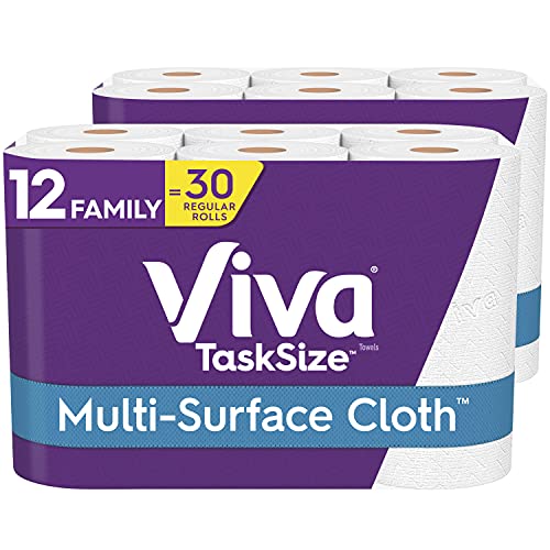 Book Cover Viva Multi-Surface Cloth Paper Towels, Task Size - 12 Family Rolls (2 Packs of 6 Rolls) = 30 Regular Rolls (143 Sheets Per Roll)