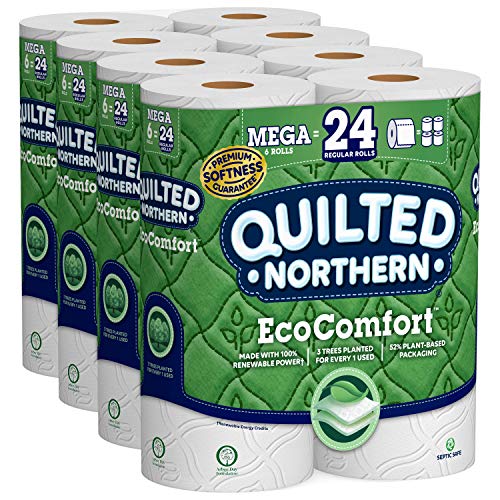 Book Cover Quilted Northern EcoComfort Toilet Paper, 24 Mega Rolls 2-Ply, 6 Count (Pack of 4)