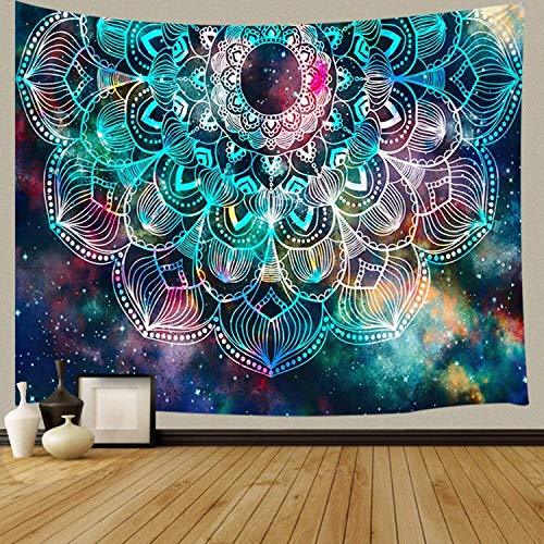 Book Cover Mandala Boho Tapestry, Hippie Psychedelic Trippy Tapestry Wall Hanging, Bohemian Flower Tapestry for Bedroom, Aesthetic Wall Hanging Tapestry for Yoga Bedroom Living Room Dorm Wall Decor Art Tapestry 71x60 inches
