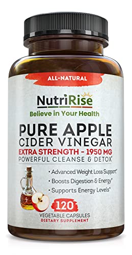 Book Cover Apple Cider Vinegar Capsules - 3X Potency 1950mg - Weight Management Support for Women & Men, Keto, Digestive Support & Wellness Formula, Gluten-Free & Vegan Pills, 120 Count