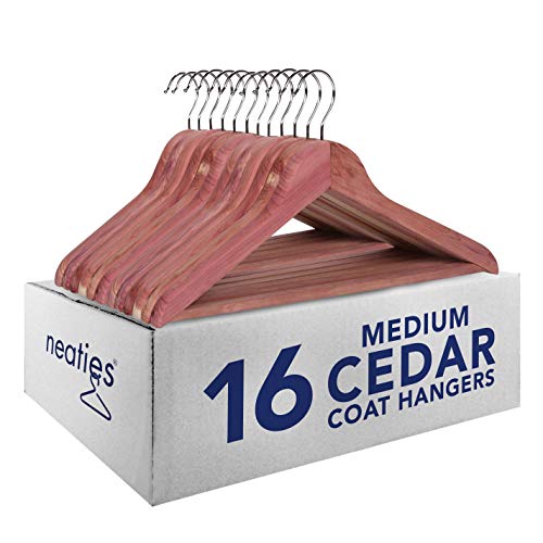 Neaties Red Cedar 3/4" Medium Clothes Hangers with Flat Bar, 16pk