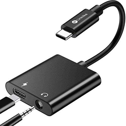 Linklike Upgraded 2-in-1 USB C to 3.5mm Headphones Adapter, PD Fast Charging, Hi-Res Sound, Compatible with iPad Pro 2018/ Galaxy S20/ Note 10/ Google Pixel 4/ 4 XL/ 3/ 3 XL/Essential and More (Black)