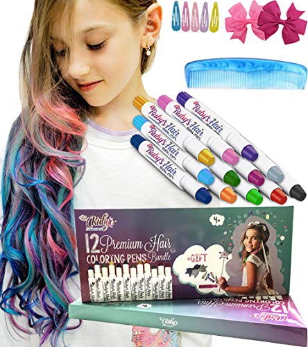 Ruby's Hair Chalk for Girls - Kids Temporary And Washable Hair Color - Cool Girl Gifts Age 4 5 6 7 8 9 10 11 12 And up.