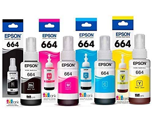 Epson Colour Set 4 Bottles Pigmant Black Cyan Yellow Magenta for Printer L1455 L605 L655 Tri-Color Ink Cartridge