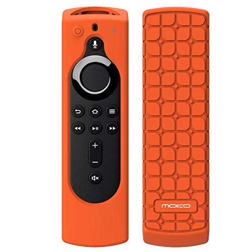 MoKo Silicone Remote Case Fits with Fire TV Stick Lite 2020, Fire TV Stick 4K, Fire TV Cube, Fire TV (3rd Gen) with 5.6" Alexa Voice Remote (2nd Gen), Shockproof Protective Cover - Orange