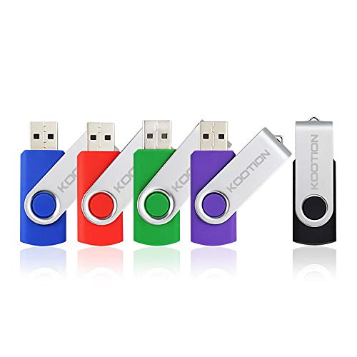 KOOTION 5 Pack 64GB USB 3.0 Flash Drives Memory Stick 3.0 Thumb Drives Pen Drives (Mixcolors: Black Blue Green Purple Red)
