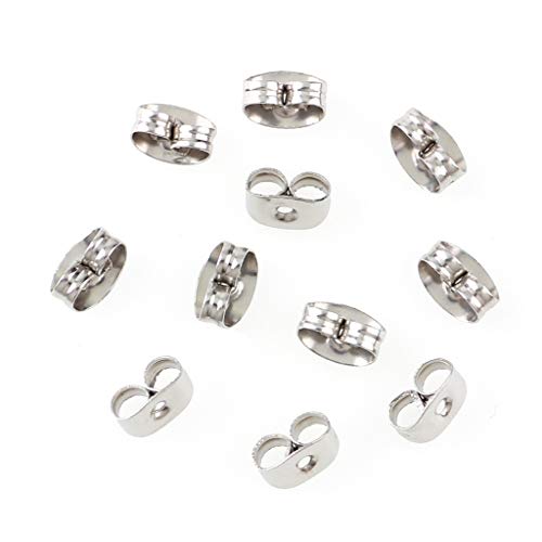 300 Pieces Stainless Steel Butterfly Earring Backs (Silver 5x3.5mm)