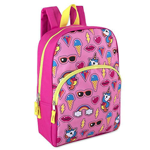 Trail maker 15 Inch Kids Backpacks for Preschool, Kindergarten, Elementary School Boys and Girls with Padded Straps (Unicorns & Ice Cream)