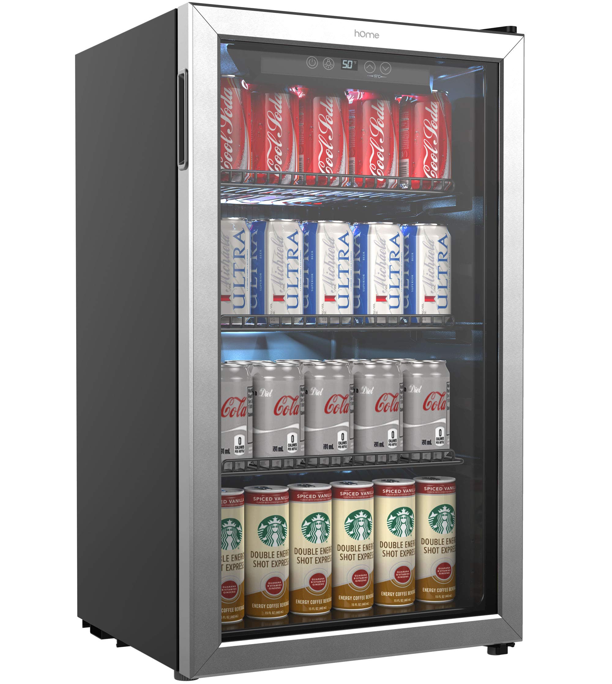 Book Cover hOmeLabs Beverage Refrigerator and Cooler - 120 Can Mini Fridge with Glass Door for Soda Beer or Wine - Small Drink Dispenser Machine for Office or Bar with Adjustable Removable Shelves Beverage Cooler 120 Can