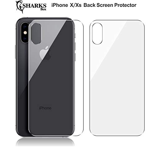 (2 Pack) SHARKSBox iPhone Xs Back Screen Protector for Apple iPhone Xs[Case Friendly][Anti-Bubble][Anti-Scratches] Back Temper Glass Screen Protector Rear Film Compatible with iPhone Xs 5.8"