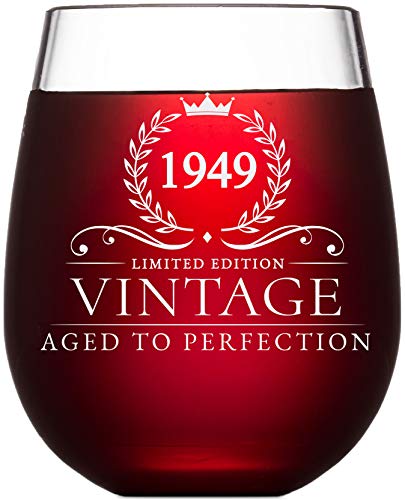 71st Birthday Gifts for Women and Men Turning 71 Years Old - 15 oz. Vintage 1949 Wine Glass - Funny Seventy first Gift Ideas, Party Decorations and Supplies for Him or Her, Husband, Wife, Mom, Dad