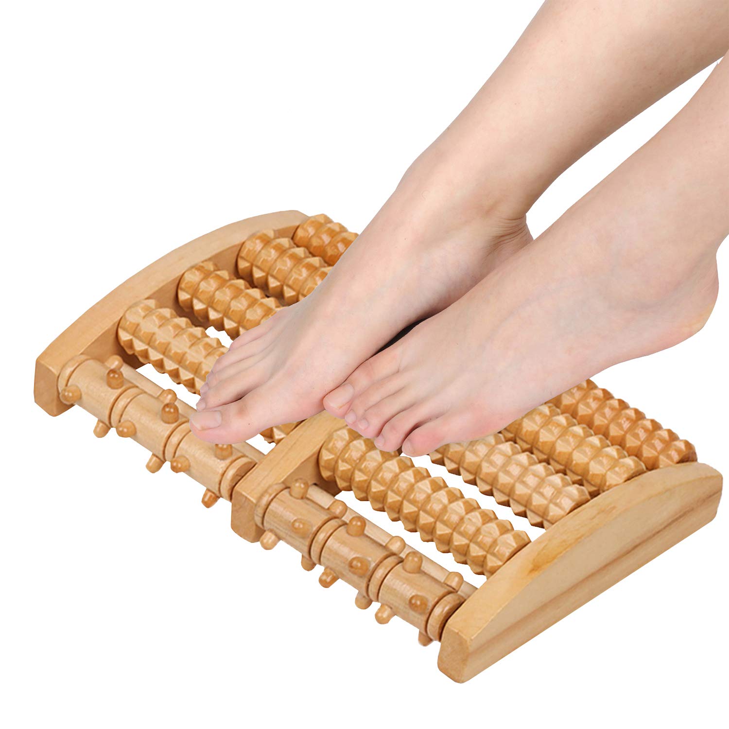 OOTORI Dual Foot Massager Roller Large, Relieve Plantar Fasciitis, Stress, Heel, Arch Pain - The Original - Shiatsu Acupressure Relaxation. Full Instructions/Reflexology Chart. (Dual Foot)