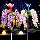 Solar Garden Stake Decorations Lawn Flower Lights Outdoor, Multi Color Changing Christmas Party Light with Butterfly LED Landscape Lights Waterproof for Yard Patio Backyard Pathway
