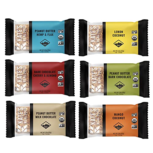 Kate’s Real Food Organic Energy Bars, Non-GMO, All-Natural Ingredients, Gluten-Free and Soy-Free Healthy Snack with Natural Flavors (Pack of 12)