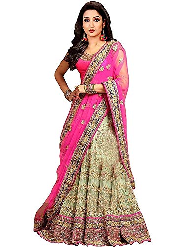 Women's Pink Color Embroidered Lehenga Choli Indian Party Wedding Dress