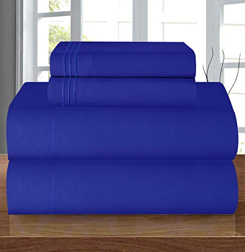 Book Cover Elegant Comfort Luxury Soft 1500 Thread Count Egyptian Quality 3-Piece Sheet Wrinkle and Fade Resistant Bedding Set, Deep Pocket up to 16inch, Twin/Twin XL, Royal Blue