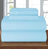 Elegant Comfort Luxury Premium Hotel Quality Microfiber 4-Piece Sheet Set - Wrinkle Resistant, All Around Elastic Fitted Sheet, Deep Pocket up to 16", Queen, Aqua