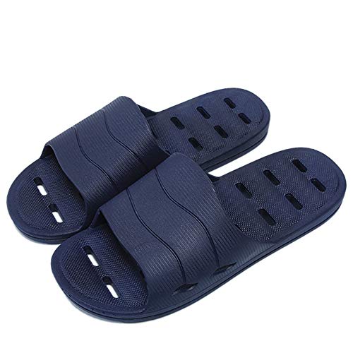 Book Cover Shower Sandal Slippers with Drainage Holes Quick Drying Bathroom Slippers Gym Slippers Soft Sole Open Toe House Slippers for Men and Women,14dark Blue,44.45