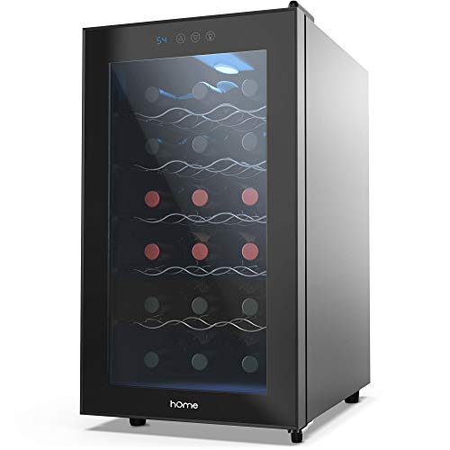 hOmelabs 18 Bottle Wine Cooler - Free Standing Single Zone Fridge and Chiller for Red and White Wines