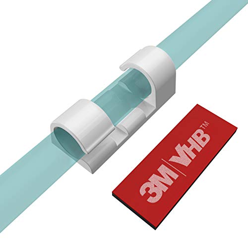 XIAOXI Cable Clips with Strong Self-Adhesive Pads | Tidy and Organise Cords and Wires | Black | Set of 20 (White)