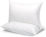 COZSINOOR Hotel Quality Pillows for Sleeping [Set of Two] Premium Plush Fiber, 100% Breathable Cotton Cover Skin-Friendly, Queen (Pack of 1), White 2 Count