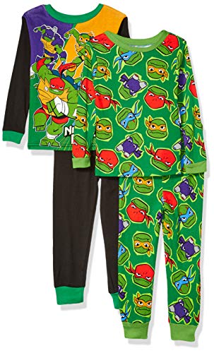 Book Cover Nickelodeon Boys' Teenage Mutant Ninja Turtles 4-Piece Cotton Pajama Set