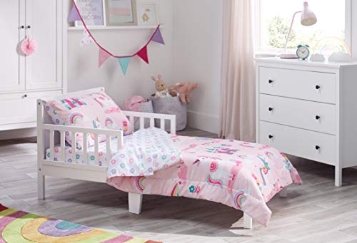 Book Cover Bloomsbury Mill - 4 Piece Toddler Comforter Set - Magic Unicorn, Fairy Princess & Enchanted Castle - Pink - Kids Bedding Set