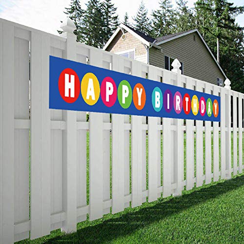Maplelon Large Happy Birthday Banner, Outdoor Colorful Bday Sign, Huge Rainbow Birthday Decoration for Him Her