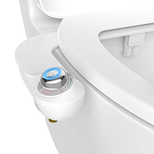 Bio Bidet by Bemis SlimGlow Simple Bidet Toilet Attachment in White with Dual Nozzle, Fresh Water Spray, Non Electric, Easy to Install, Brass Inlet and Internal Valve