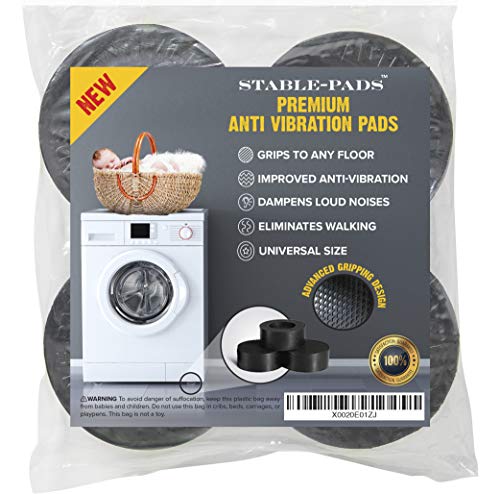 STABLE-PADS Rubber, Non-Slip Anti Vibrasion Pads for Washing Machine | Rubber Feet for Furniture or Laundry Pedestal for Washer and Dryer | Anti Vibration Pads Fits All Models