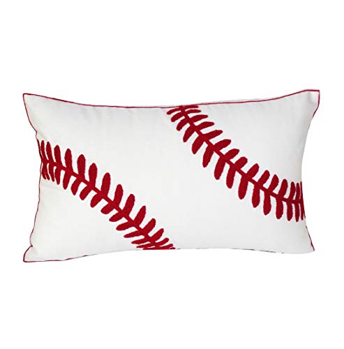 DECOPOW Embroidered Baseball Throw Pillow Covers,12 X 20 Inches Decorative Canvas Pillow Cover for Baseball Room Decor(Cover Only,Baseball 1220Inch)