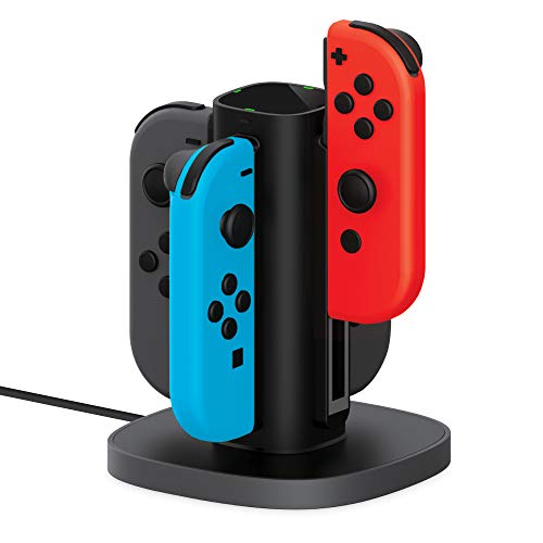 Book Cover Nintendo Switch Joy Con Charging Dock by TalkWorks | Docking Station Charges up to 4 Joy-Con Controllers Simultaneously - Controllers NOT Included