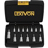 LEXIVON Torx Bit Socket Set, Premium S2 Alloy Steel | 13-Piece Star T8 - T60 Set | Enhanced Storage Case (LX-143)