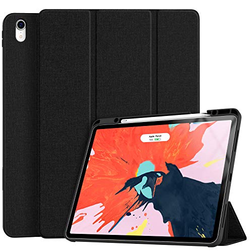 Soke iPad Pro 12.9 Case 2018 with Pencil Holder, Premium Trifold Case [Strong Protection + Apple Pencil Charging], Auto Sleep/Wake, Soft TPU Back Cover for iPad Pro 12.9" 3rd Gen(Black)