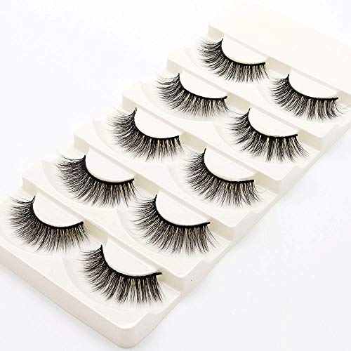 5 Pairs Fake Eyelashes Reusable 3D Handmade False Eyelashes Set for Natural Look with False Lashes Applicator