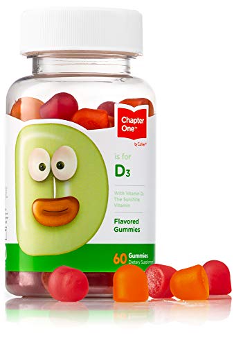 Chapter One Vitamin D3 Gummies, Great Tasting Chewable Vitamin D3 for Kids, Vitamin D3 1000IU, Certified Kosher (60 Flavored Gummies)