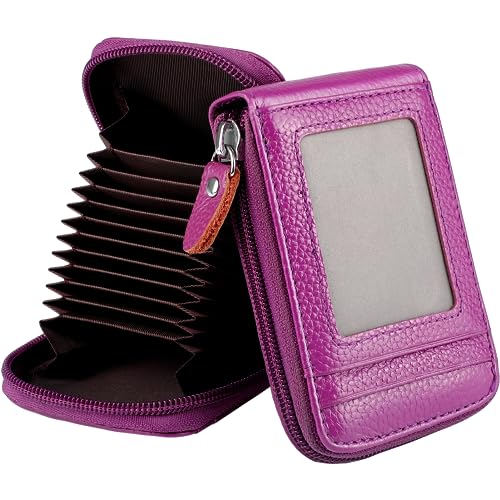 MaxGear Credit Card Wallet with Zipper, Genuine Leather RFID Credit Card Holder for Women Ladies Wallets