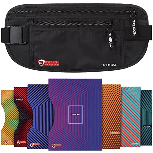Money Belt for Travel for Men & Women - with RFID Blocking Sleeves - Multiple Compartments & Hidden Pocket for Safe Travel and Daily Use. (Black)