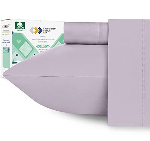 California Design Den - 5 Star Hotel Twin XL Sheet Set 100% Cotton Sheets, 600 Thread Count, Deep Pocket, Snug Fit, Soft & Crisp Hotel Quality Bedding & Pillowcases 3 Piece Set (Twin XL, Lavender)