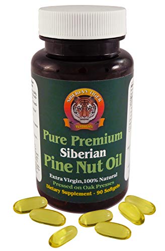 100% Pure Siberian Pine Nut Oil Capsules, Premium Quality, Cold Pressed Using Wooden Presses, No Preservatives or Additives, Benefits Digestive Health & Aids Gastritis, Ulcers, IBS - 90 Count
