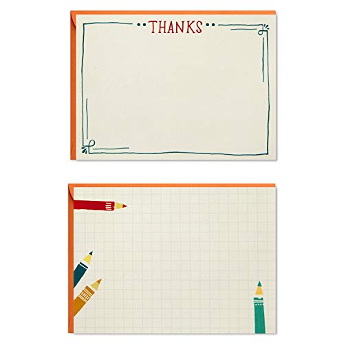 Hallmark Blank and Thank You Cards Assortment, Colored Pencils (50 Flat Paneled Note Cards with Envelopes)