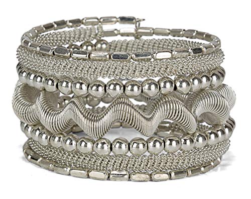 SPUNKYsoul Coil Metal Bangle Bracelet Cuff in Gold Silver or Gun Metal for Women