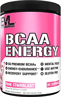 Evlution Nutrition BCAA Energy - High Performance Amino Acid Supplement for Anytime Energy, Muscle Building, Recovery and Endurance, Pre Workout, Post Workout (Pink Starblast, 30 Servings)