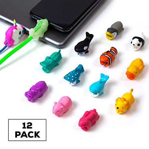 TreeGlow Unicorn & Glow-in-The-Dark Compatible iPhone Cable Protector Charger Saver Cable Chewers Cable Cute Animal Bite Cable Accessory-12 Pack Cable chompers Cable Biters Cable chewers Cable bite