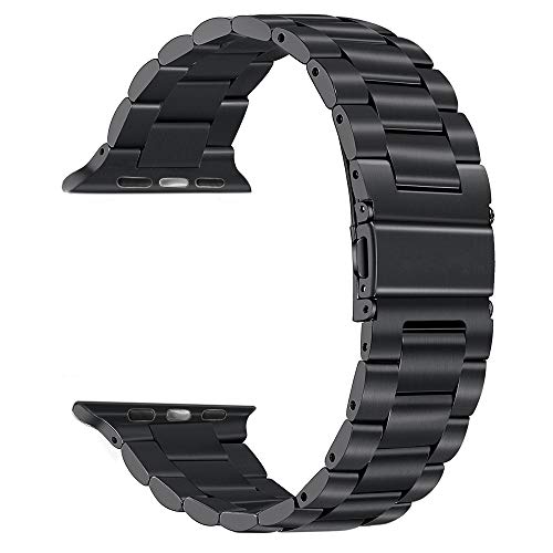 PUGO TOP Compatible with 42mm 44mm Metal Apple Watch Band Series 4 for Men Stainless Steel Iwatch iPhone Watch Link Band Series 3/2/1(42mm/44mm, Space Gray)