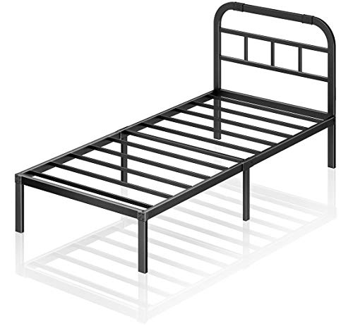 Book Cover Twin XL Bed Frame with Headboard, ZIYOO 3000LBS Heavy Duty Bed Frame Platform Mattress Foundation/Box Spring Replacement - 14 Inch Height Metal Bed Frame (Twin XL)