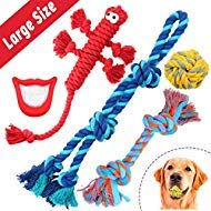 FAYOGOO Dog Rope Toys for Aggressive Chewers, 7 Packs Dog Toys, Including Tough Cotton Dog Rope Toys, Indestructible Dog Rope Ball and Squeaky Toy for Teeth Cleaning