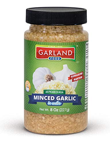 Premium Minced Garlic in Water 8 Ounces By Garland Food - NEW IMPROVED PACKAGING