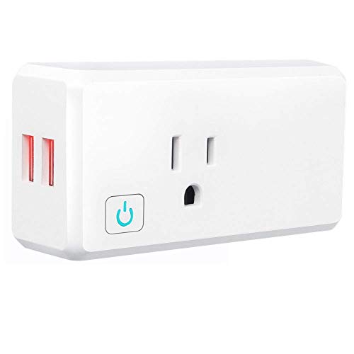 Book Cover WiFi Smart Plug with 2 USB Ports, Compatible with Alexa Google Home IFTTT, Wonbo USB Mini Wifi Outlet with Timer Function, Remote Control Your Home Appliances from Anywhere, No Hub Required