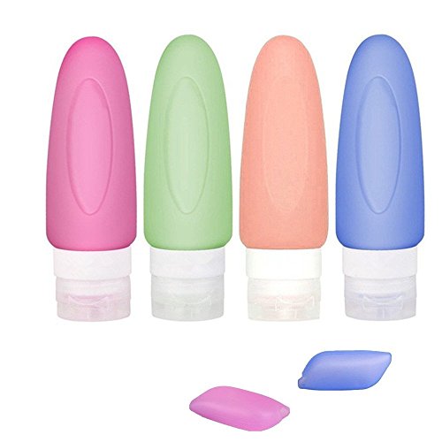 Travel Bottles Set TSA Approved and Toothbrush Case , Leak Proof ,Food-grade Silicone Cosmetic Travel Containers for Shampoo, Lotion, Sunblock, Toiletries (3 fl. oz)